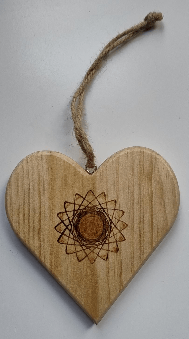 Large hanging heart with geometric design